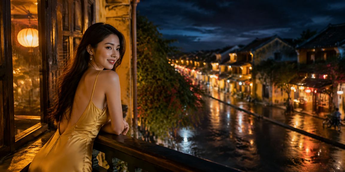 Người dùng tìm kiếm hỗ trợ và hướng dẫn tại phố cổ Hội An buổi tối
